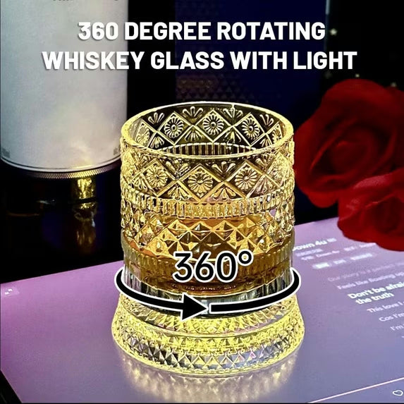 LED Rotating Crystal Whiskey Glass