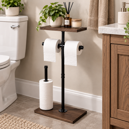 Double Roll Toilet Paper Holder Stand