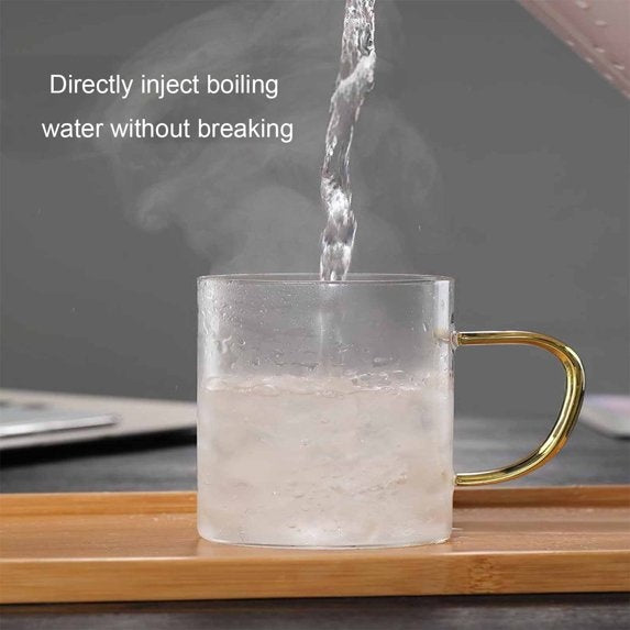 Walnut Handle Heat Resistant Glass Mug