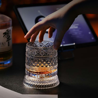 LED Rotating Crystal Whiskey Glass