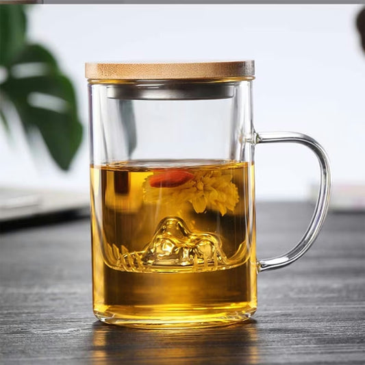 Walnut Handle Heat Resistant Glass Mug