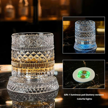 LED Rotating Crystal Whiskey Glass