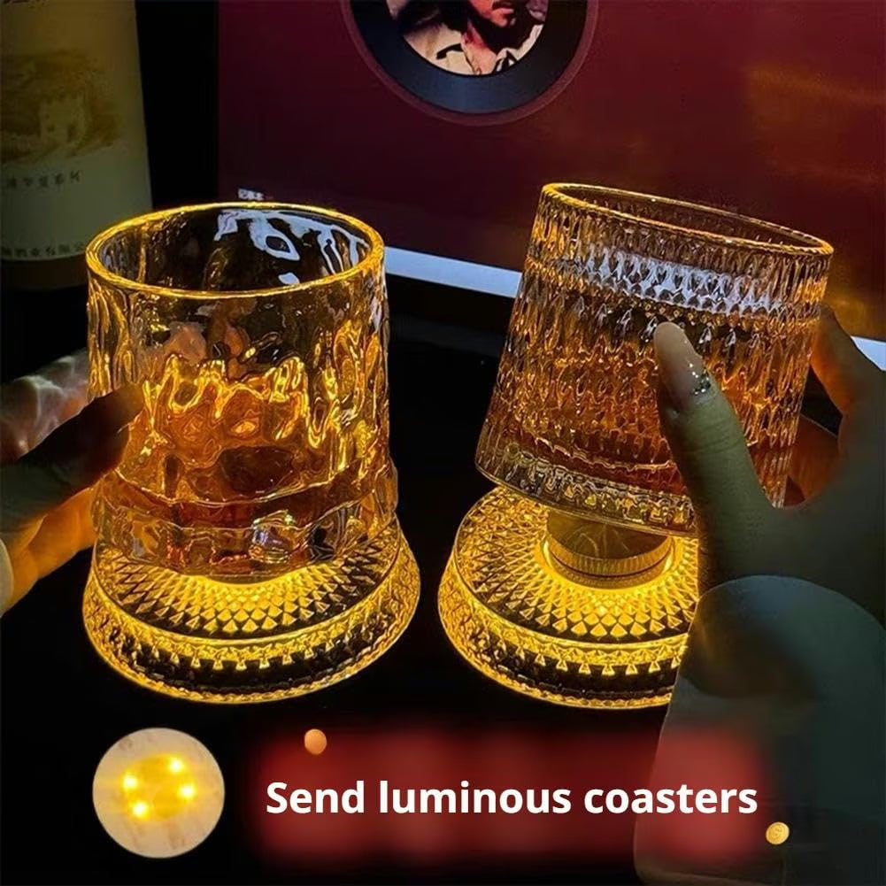 LED Rotating Crystal Whiskey Glass