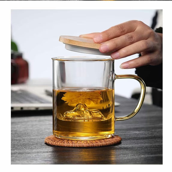 Walnut Handle Heat Resistant Glass Mug