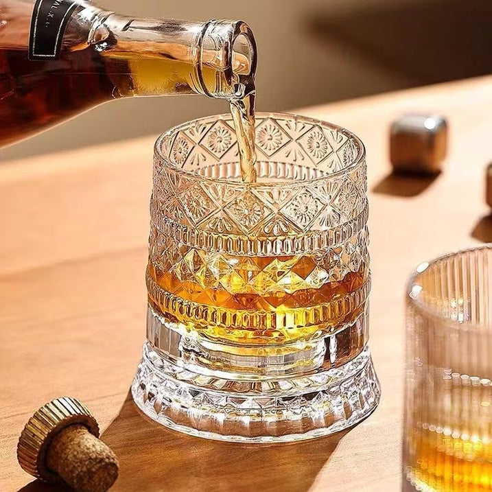 LED Rotating Crystal Whiskey Glass