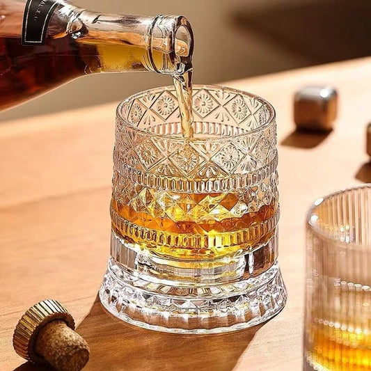 LED Rotating Crystal Whiskey Glass